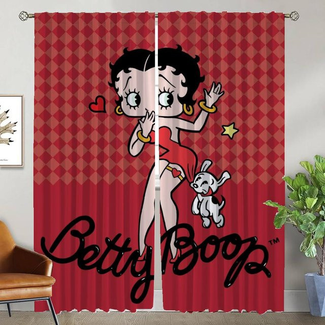 Bettys Boops Verdunkelungsvorhänge für Halloween, 2er-Set, Farbe: Rot, Breite: 50 cm, Höhe: 70 cm - Bild 1