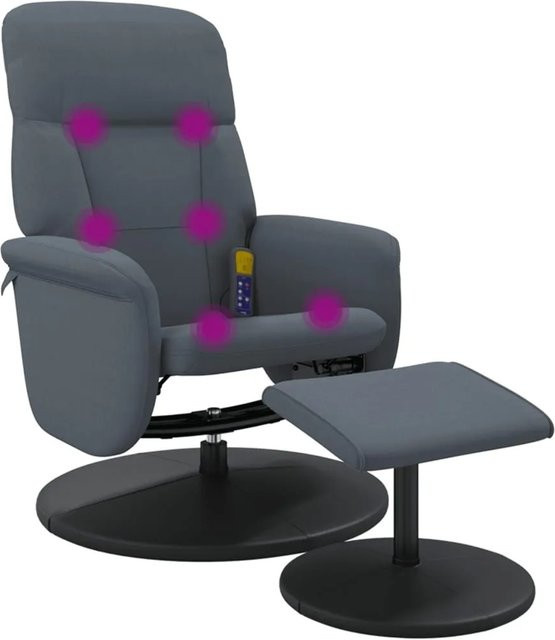 vidaXL Massagesessel mit Fußhocker in Dunkelgrau aus Samt und Kunstleder - Bild 1