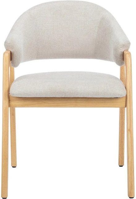 Vente-unique Stuhl Soluna in Beige aus Stoff und Gummibaumholz im skandinavischen Design, Breite: 56 cm - Bild 1