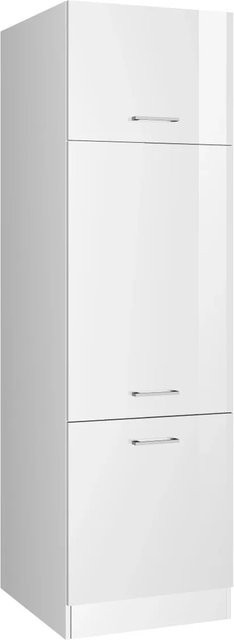 Held Möbel Küchen-Kühlschrankumbauschrank in Hochglanz Weiß, H: 200 cm, B: 60 cm, T: 60 cm - Bild 1