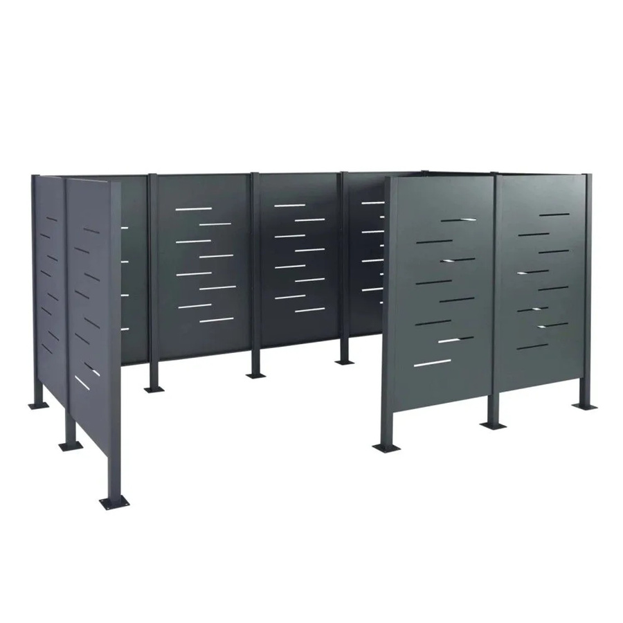 MCW Mülltonnen-Zaun J55 Mülltonnenverkleidung aus Metall in Anthrazit B: 326 cm, T: 151 cm, H: 166 cm - Bild 2