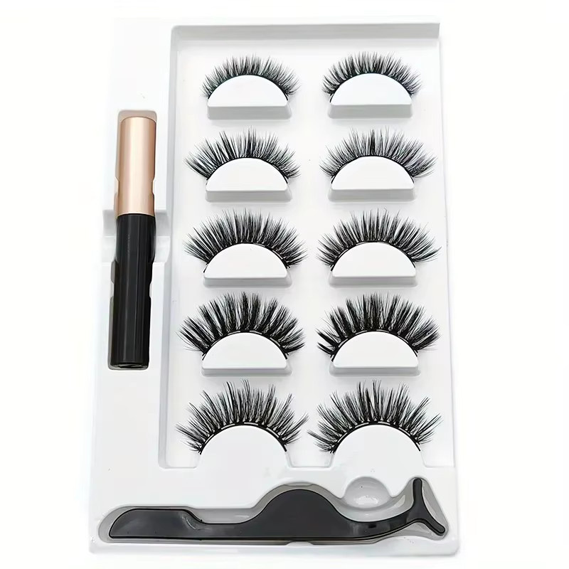 JIEFUXIN Magnet-Wimpern-Set mit flüssigem Eyeliner, Black, Unisex - Bild 2