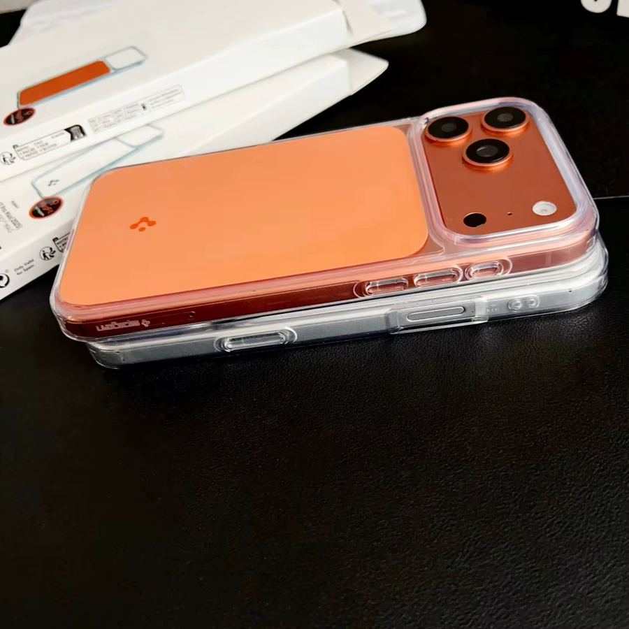 Spigen Ultra Hybrid MagFit Magnetische Handyhülle für iPhone 17 Pro Max, Transparent/Orange, Stoßfeste TPU Schutzhülle mit MagSafe Kompatibilität - Bild 3