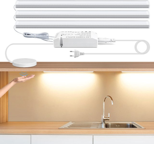 Rybakov Aluminium LED Profil Lichtleiste in Silber mit warmweißem Licht, Länge: 30 cm - Bild 1