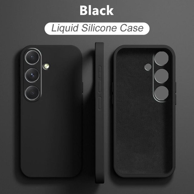 Luxus Flüssigsilikon Handyhülle für Samsung Galaxy S25 S25+ S24 FE Ultra A06 A16 A26 A36 A56 5G A05 A05S A15 A25 A35 A55 in Schwarz - Bild 1