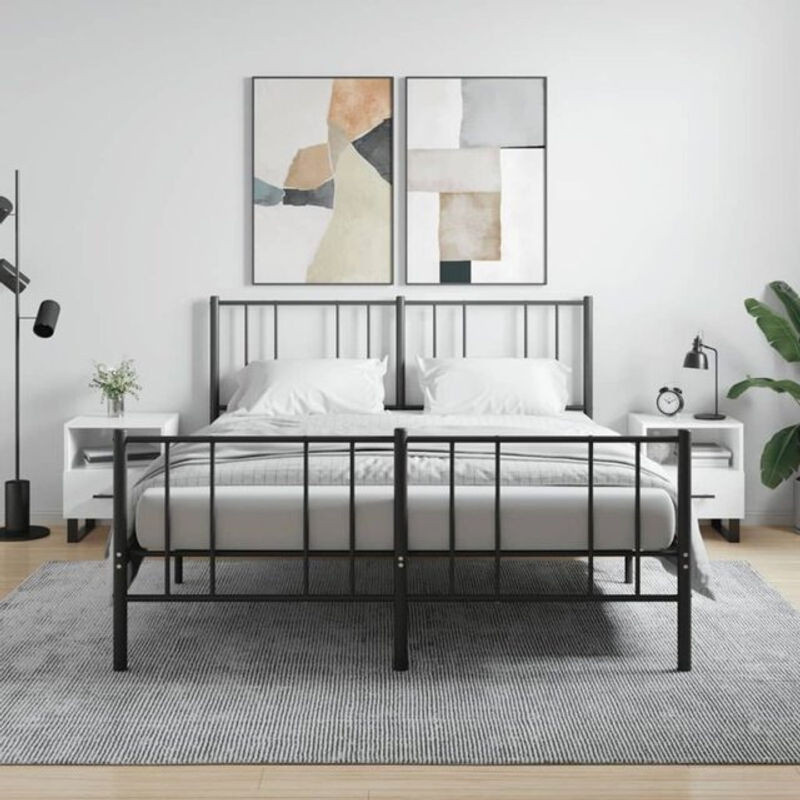 Vidaxl Set aus 2 Nachttischen in Hochglanz-Weiß, modern und minimalistisch, aus Holzwerkstoff, B/T/H: 40 x 35 x 47,5 cm - Bild 1