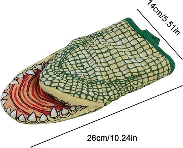 Hitzebeständige Ofenhandschuhe Crocodile Cat Paw Design aus Baumwolle, Mehrfarbig - Bild 1