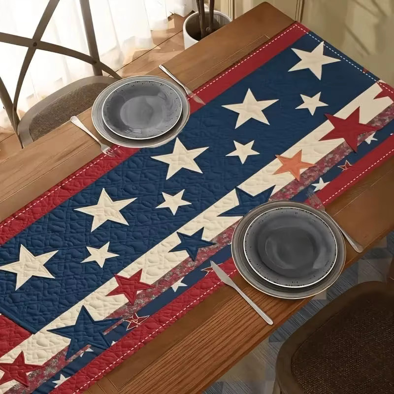 VIKAMA Tischläufer mit patriotischem Sternen-Design für Partys und Events, Mehrfarbig, B: 90,0 cm, T: 33,0 cm - Bild 3