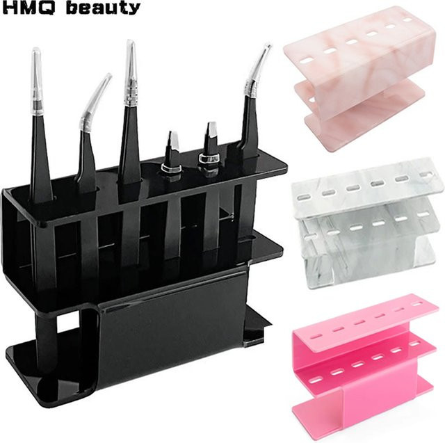 HMQ beauty Pinzetten-Ständer, Pink, 6 Löcher, Acryl - Bild 1