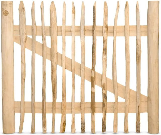 Stiltreu Genageltes Staketenzaun-Tor aus Edelkastanie in Braun, Breite: 120 cm, Höhe: 100 cm - Bild 1