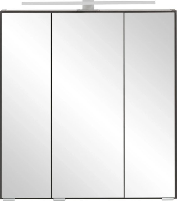 Held Möbel 3D-Spiegelschrank Trient für das Badezimmer mit LED-Beleuchtung und Steckdose in Grau, Breite: 60 cm, Höhe: 76 cm, Tiefe: 20 cm - Bild 1