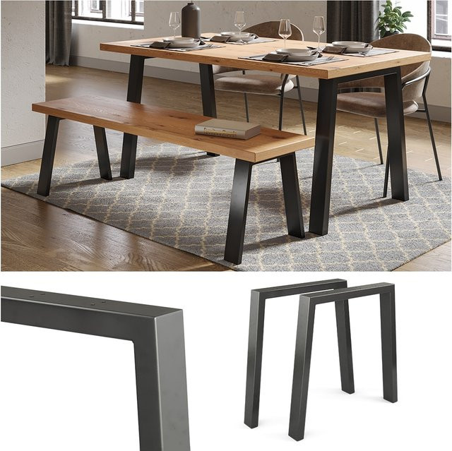 Vicco Loft Tischkufen U-Form in Braun, Tischbeine aus Metall für dein DIY Tischgestell, Höhe: 72 cm - Bild 1