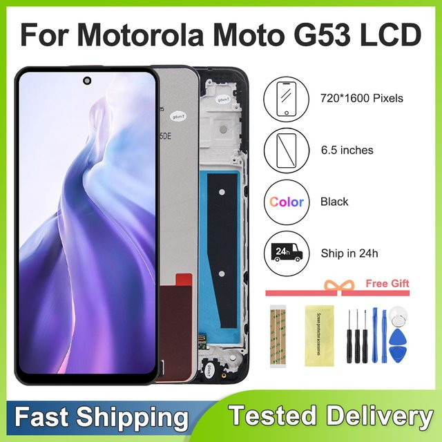 Motorola Moto G53 Ersatz LCD Touch Screen Digitizer Montage mit Rahmen in Schwarz für XT2335-2 - Bild 1