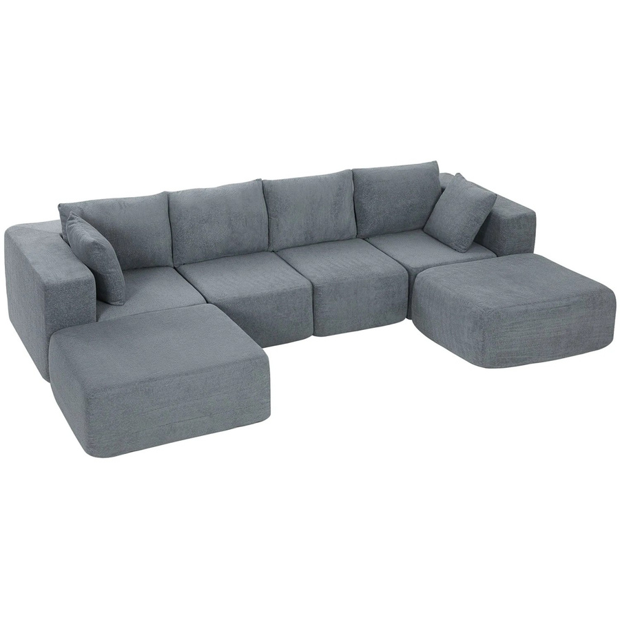 HOMCOM Ecksofa mit Schlaffunktion in Dunkelgrau, gepolstertes L-Shape Sofa aus Samt und Stoff mit Armlehnen, B/T/H: 294 x 165 x 70 cm - Bild 2