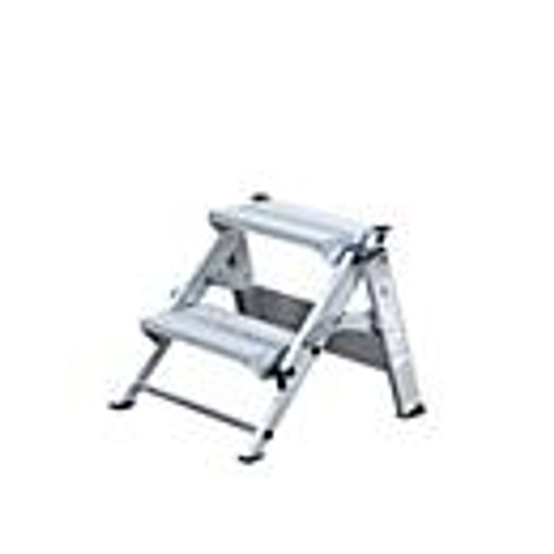 MUNK Klapptreppe aus Aluminium mit 2 Stufen in Silber, Trittfläche B: 36 cm, T: 20,5 cm, Belastbarkeit bis 150 kg - Bild 4