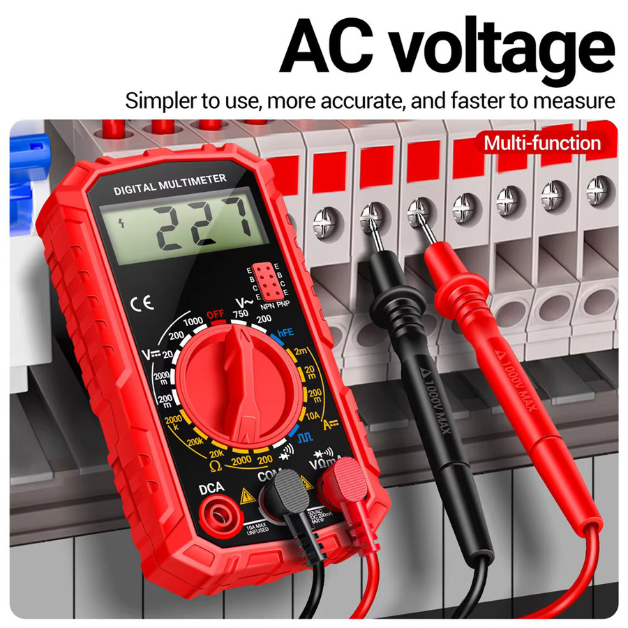 ANENG SZ308 Digitales Multimeter mit Rechteckwellen-Tester, AC/DC Spannung und 10A Strommessung, HFE Triode und Buzzer, Farbe: Rot - Bild 3