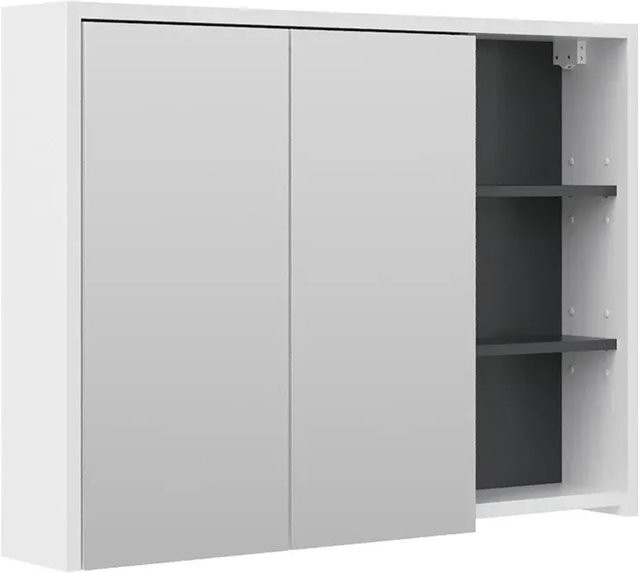 Vicco Badspiegelschrank Viola in Anthrazit/Weiß mit 2 Türen und Ablagen, B/H: 100 x 75 cm - Bild 2
