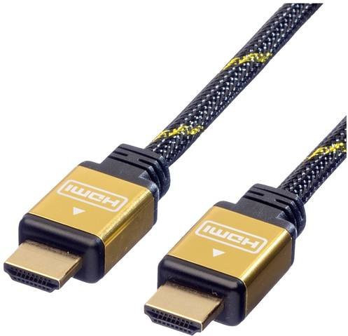 Roline HDMI High Speed Kabel mit Ethernet/LAN in Schwarz und Gold, 15,0 m - Bild 1