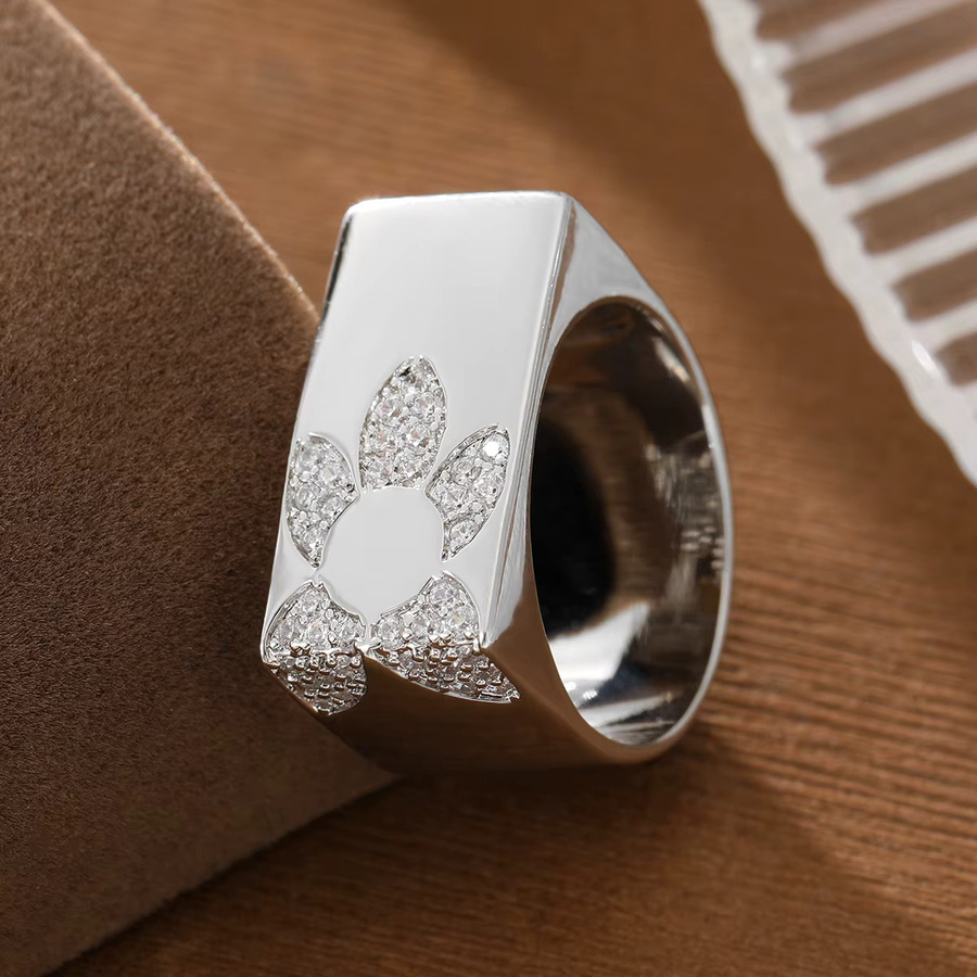 JYXIT Ring Kupfer, geometrisch, blumenförmige Einlage, künstliche Edelsteine - Bild 1