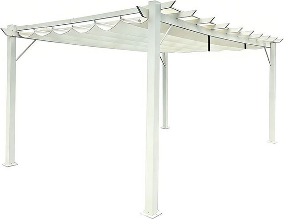 Chillroi Pergola Pavillon aus Aluminium und Polyester, Farbe: Grau-Weiß, B/T/H: 350 x 505 x 236 cm