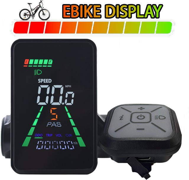 Haytrix E-Bike Display L5 UART2 Tachometer mit Geschwindigkeitssteuerung in Schwarz - Bild 1