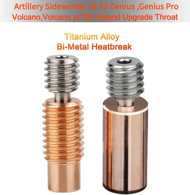 V6 Bimetall Heatbreak Kupfer-Titan-Düse für Artillery Sidewinder X1 X2 und Genius Genius Pro 3D-Drucker, Multicolor - Bild 1