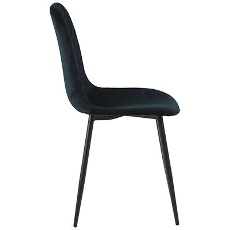 2er Set Stühle Hela in Schwarz mit Samtvelour und Rautensteppung im Retro-Look, B/H/T: 44 x 89 x 53,5 cm - Bild 4