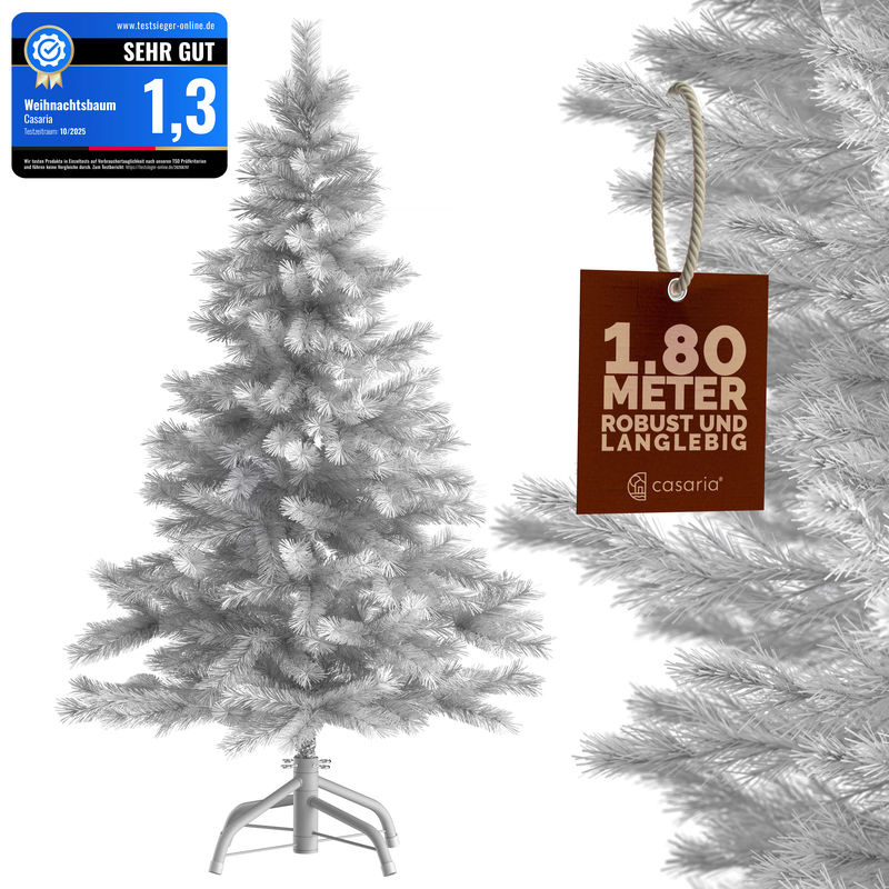 Casaria Weihnachtsbaum Weiß 180 cm aus Kunststoff mit Metallständer - Bild 2
