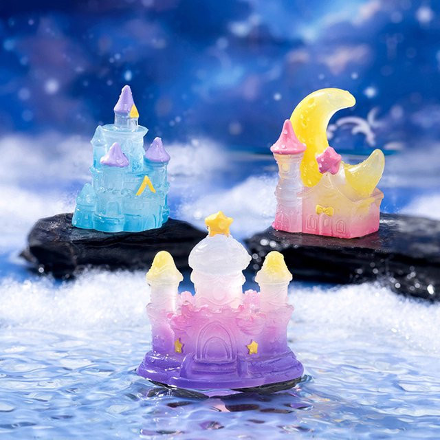 Sommer6 Leuchtende Mini-Schloss-Mikrolandschafts-Dekoration in Multicolour aus Kunststoff für Topfgärten und Heimdekoration - Bild 1