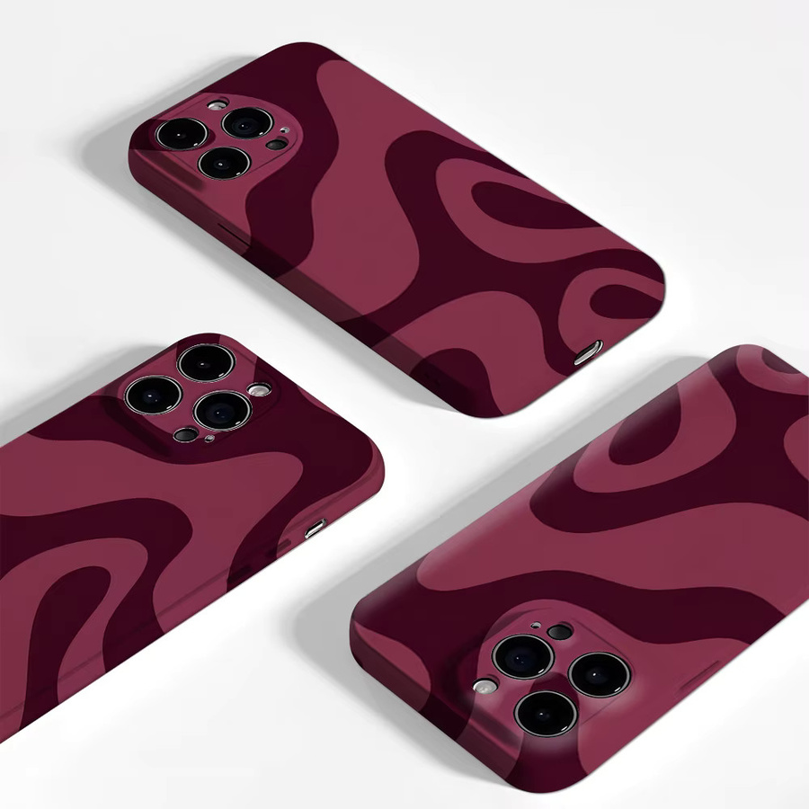 Potdemiel Burgunder Camo Handyhülle für iPhone 17 16 15 14 13 Pro Max Plus, Robuste Ein- und Doppelschichtige Magnetische Schutzhülle in Rot, Lila und Mehrfarbig - Bild 1