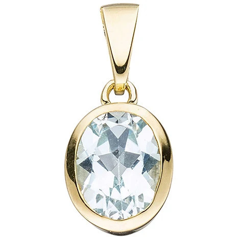 Colfem Anhänger 333 Gelbgold, Blautopas, oval - Bild 1