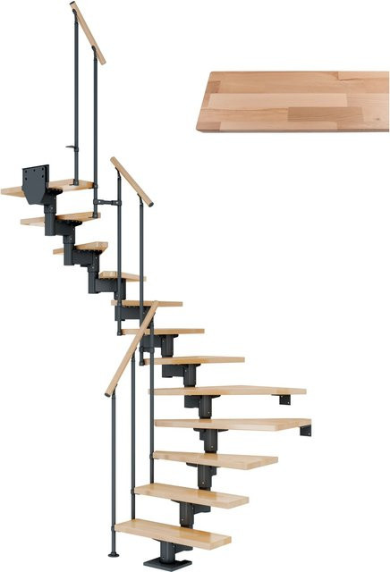 Dolle Mittelholmtreppe Cork Buche Anthrazit 1/2 Gewendelt Breite: 75 cm, Höhe: 292 cm - Bild 1