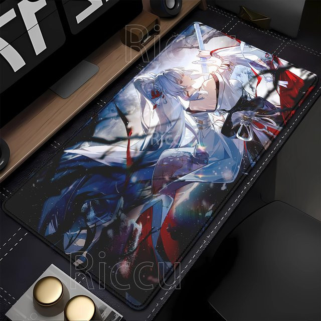 Hiyuki Wuthering Waves Gaming Mauspad mit Anime-Motiv, rutschfeste Schreibtischunterlage in Multicolour, B/T: 90 x 40 cm - Bild 1