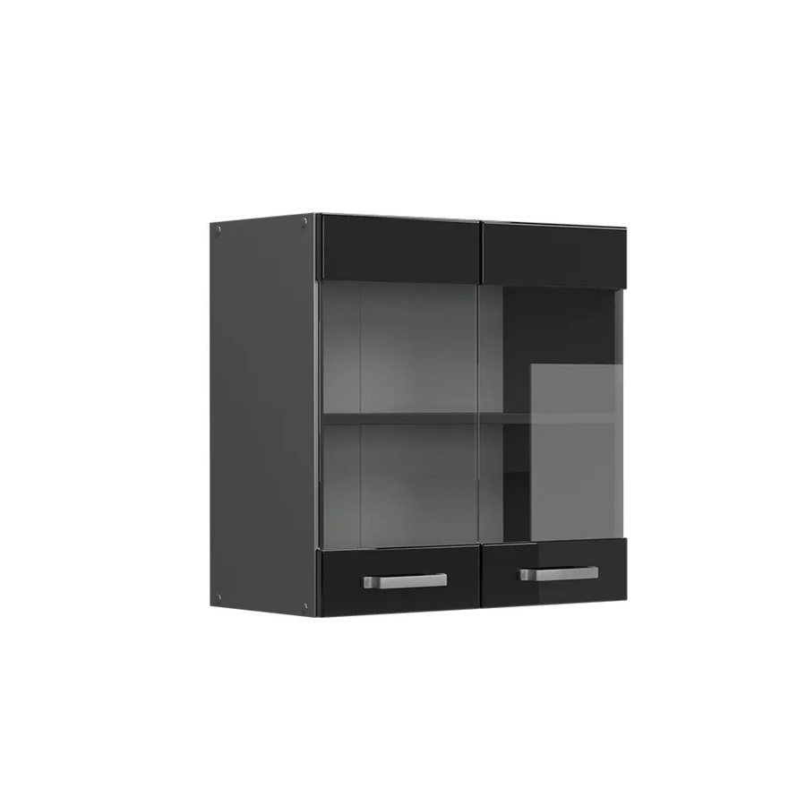 Vicco R-Line Glashängeschrank Küchenschrank mit 2 Glastüren in Anthrazit und Schwarz, B: 60 cm, H: 31 cm, T: 31 cm - Bild 3