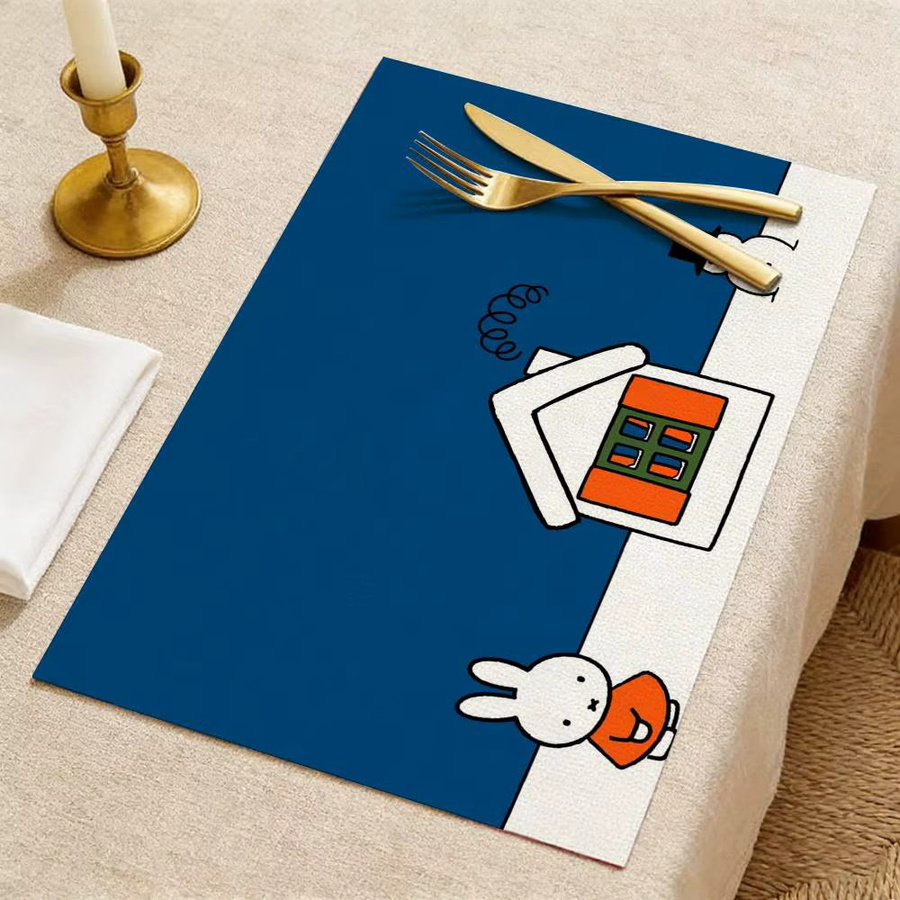 Miffy Kawaii Tischsets aus Leinen in Blau für Cafés und Picknicks - Bild 4