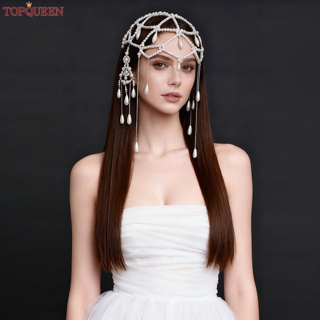 TOPQUEEN Kopfschmuck, Perlen-Fransen-Stirnband, Unisex - Bild 1