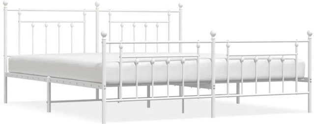 vidaXL Bettgestell aus Metall mit Kopf- und Fußteil in Weiß, B/T/H: 193 x 203 cm - Bild 1