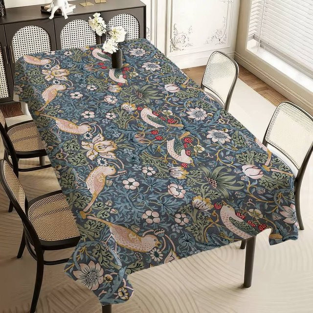 Wasserdichte Tischdecke JMG Household Supplies mit William Morris Strawberry Thief Design in Blau, B/T: 140 x 90 cm - Bild 1