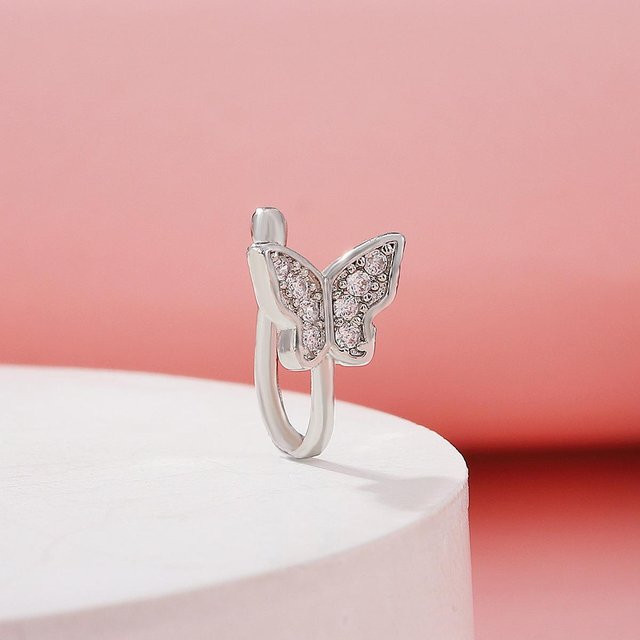 Nasenpiercing-Schmuck Legierung, Schmetterlingsmotiv, Silber, Unisex - Bild 1