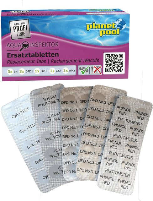 Aqua Inspektor Nachfülltabletten für Poolwasser-Tester zur Messung von Chlor, pH-Wert, Cyanursäure und Alkalinität, 90 Stück - Bild 1