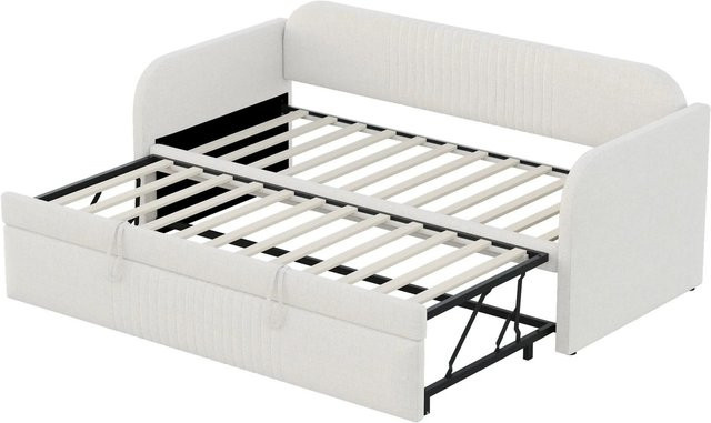 Merax Schlafsofa ausziehbar in Beige mit Leinen-Optik - Bild 1