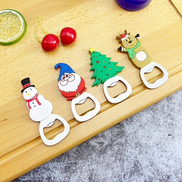 Multifunktionaler Flaschenöffner mit Magnet von zxyouping aus Edelstahl und Silikon in Multicolor mit Weihnachtsmuster - Bild 1