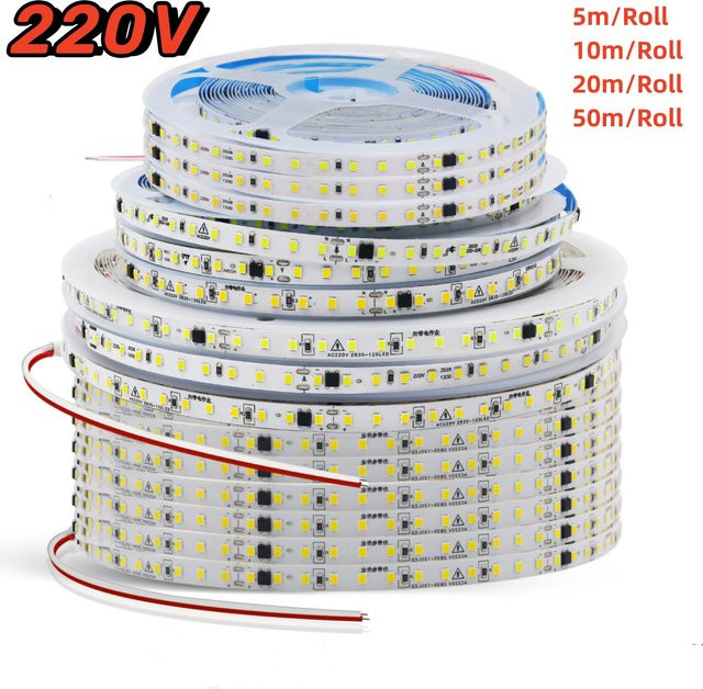 GAHADA LED-Streifenlicht SMD2835 mit 120 LEDs/m, IP44 wasserdicht, selbstklebend und schneidbar, 230 V, Weiß - Bild 1