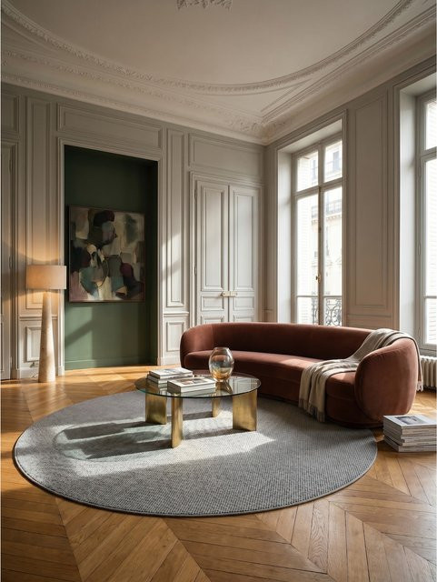 Flachgewebe-Teppich Berber-Tradition von KADIMA DESIGN in Silber/Grau, B/T: 160 x 160 cm - Bild 1