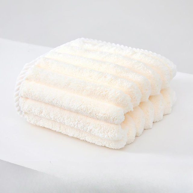 Yiran Furniture Korallen-Samt-Streifen-Plüsch Handtuch, weich und saugfähig, B: 38 cm, L: 80 cm - Bild 1