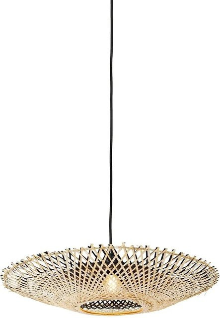 QAZQA Rina Orientalische Hängelampe aus Bambus und Stahl in Schwarz, Durchmesser: 50 cm - Bild 1
