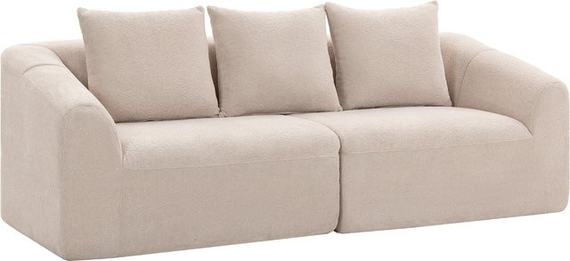 HOMCOM 3 Sitzer Sofa in Beige mit Chenille-Optik und 3 Kissen, Breite: 225 cm - Bild 1