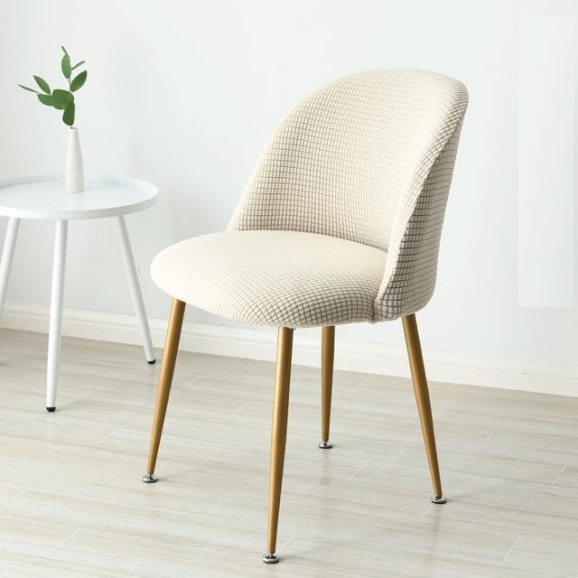 Stuhlbezug aus Polarfleece mit Entenschnabel-Design in Beige für Esstischstühle und Hocker - Bild 1