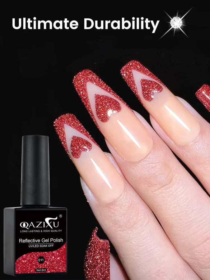 QAZIXU Gel-Nagellack, Silber, Schimmernd, 8 ml - Bild 5