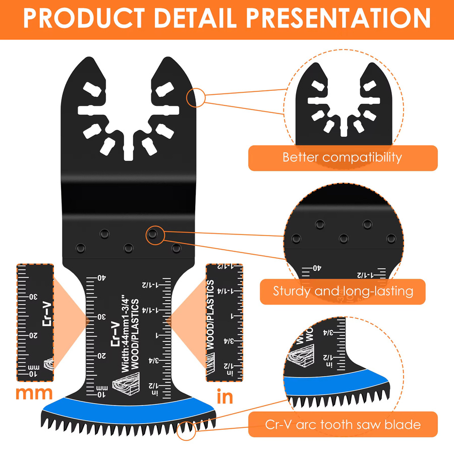 Toorise Multitool Oszillierende Sägeblatt Set aus Titan Bimetall für Holz und PVC, 8 oder 24 Stück - Bild 2